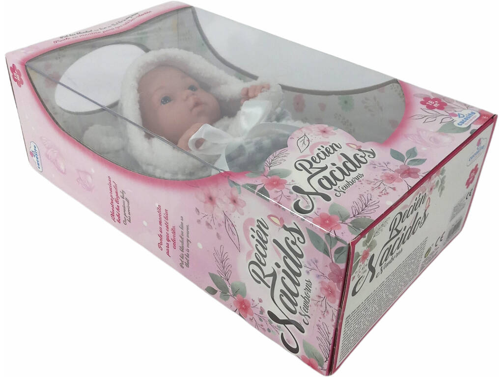 Poupée bébé 28 cm avec couverture grise