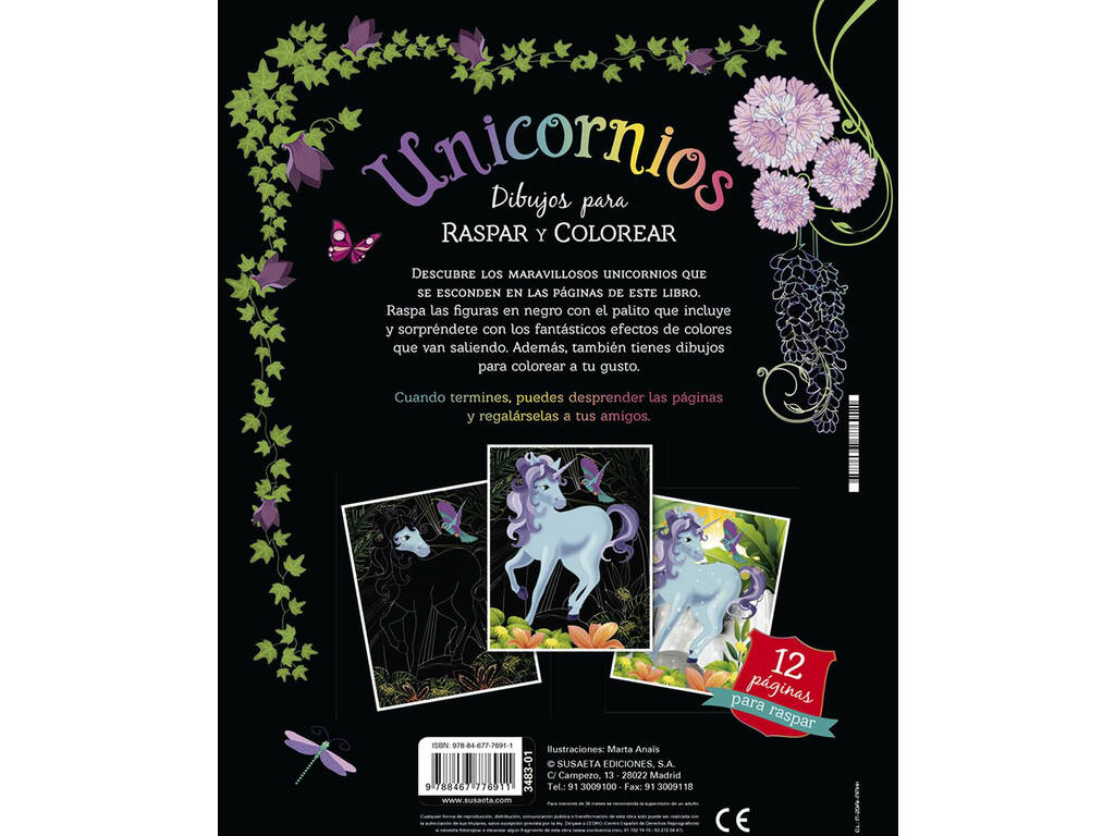 Unicorni Disegni da grattare e colorare 1 Susaeta S3483001