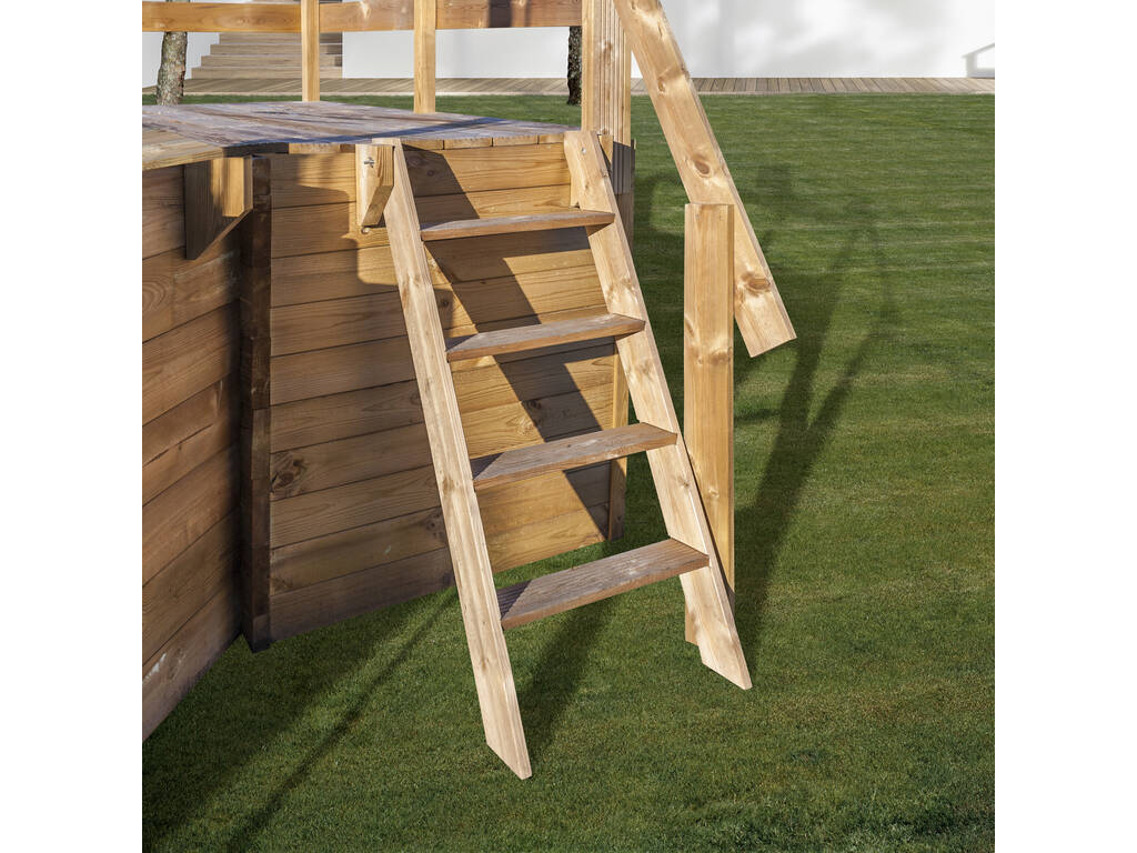 Piscina ovale in legno Safran 2 620x395x136 cm. e piattaforma in legno Gre DECKSAFRAN2