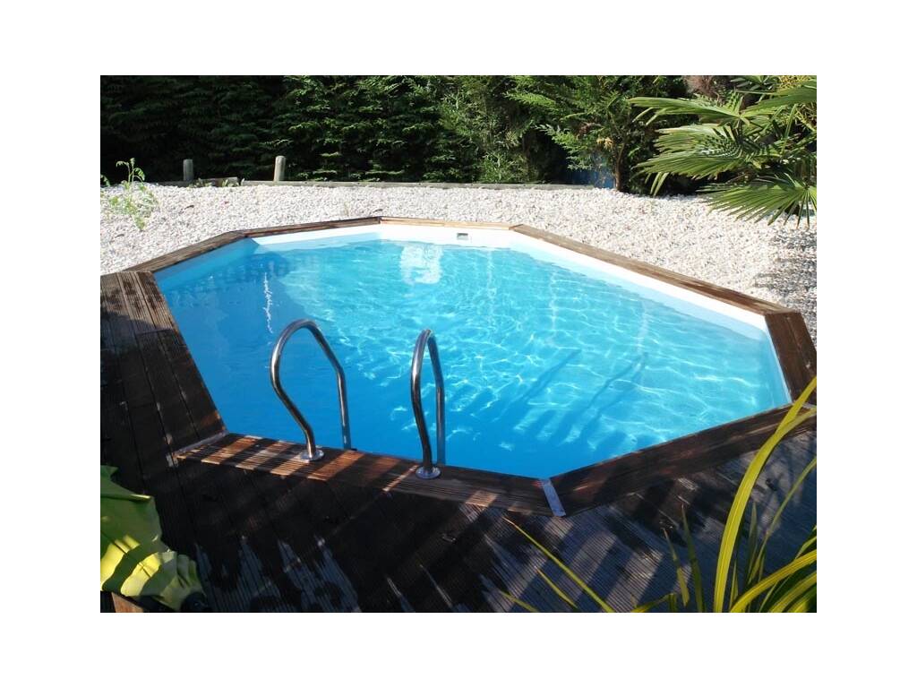 Piscina Oval de Madeira Grenade 2 de 436x336x117 cm. + Robot aspirador de piscinas a bateria grátis