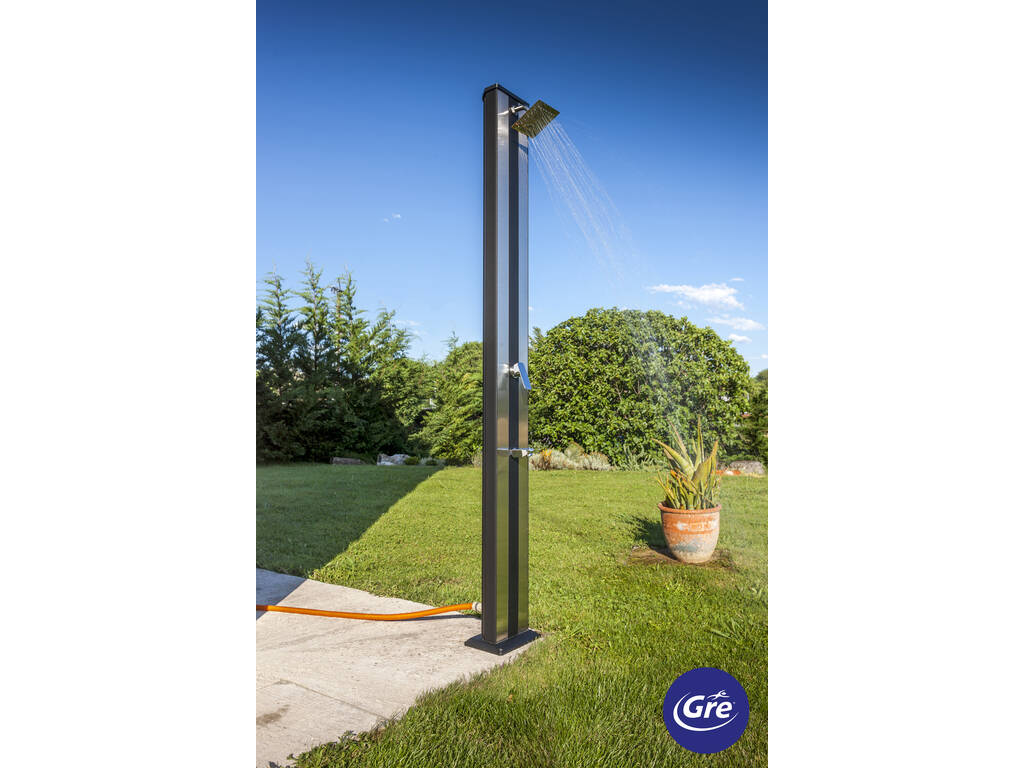 Doccia solare Premium in alluminio da 38 l con lavapiedi Gre DSALP38B