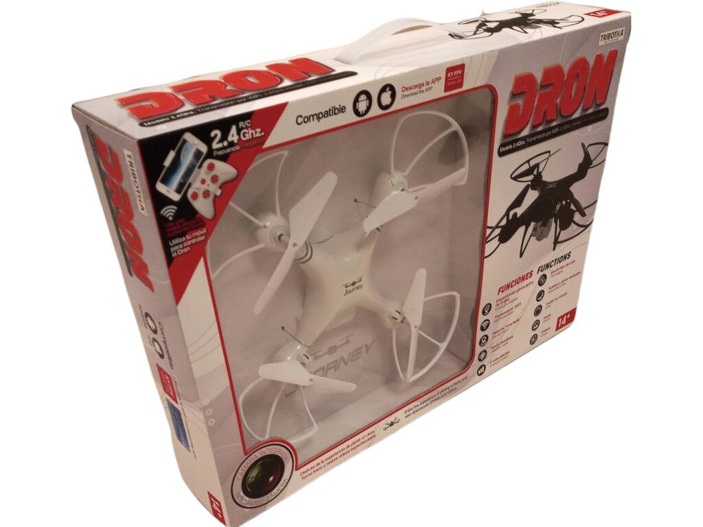 Drone radiocommandé blanc 2.4G 4 canaux avec Wifi, caméra et chargeur USB