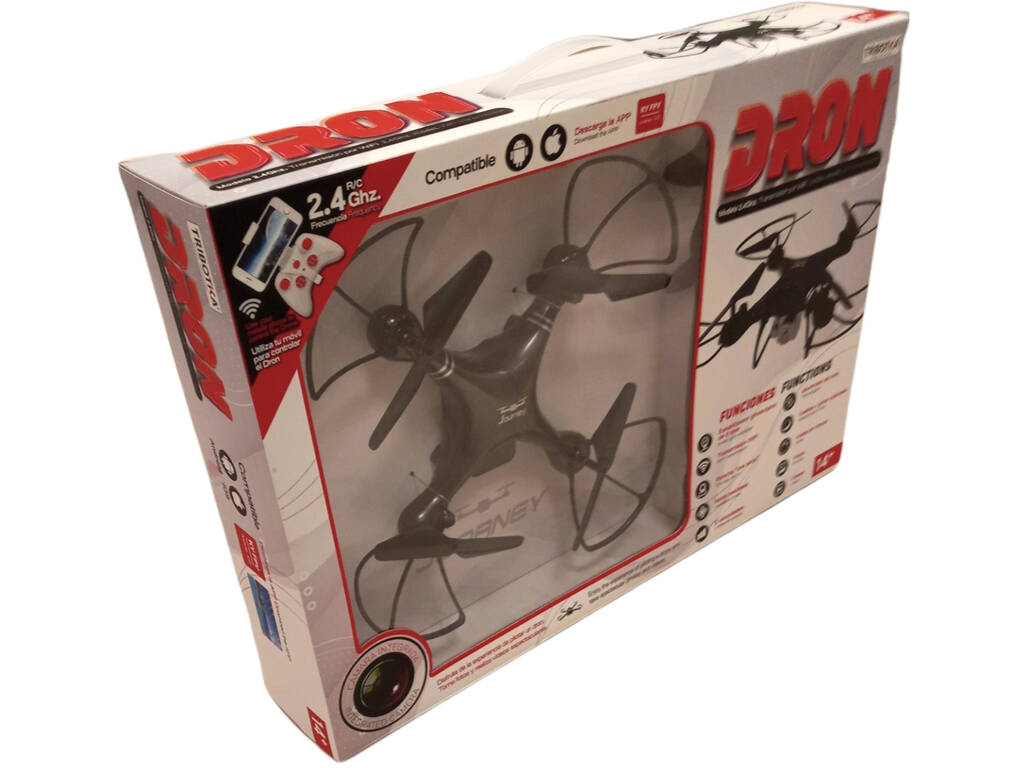 Drone radiocommandé noir 2.4G 4 canaux avec Wifi, caméra et chargeur USB