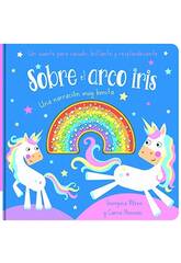 Livre pour enfants à secouer, brillant et scintillant sur l'arc-en-ciel