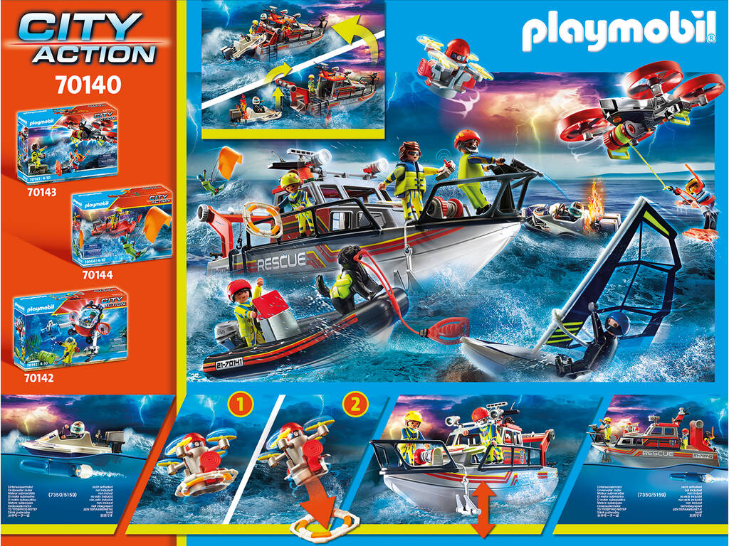 Playmobil Sea Rescue Sea Rescue Operation Fire Fighting With Rescue Yacht 70140