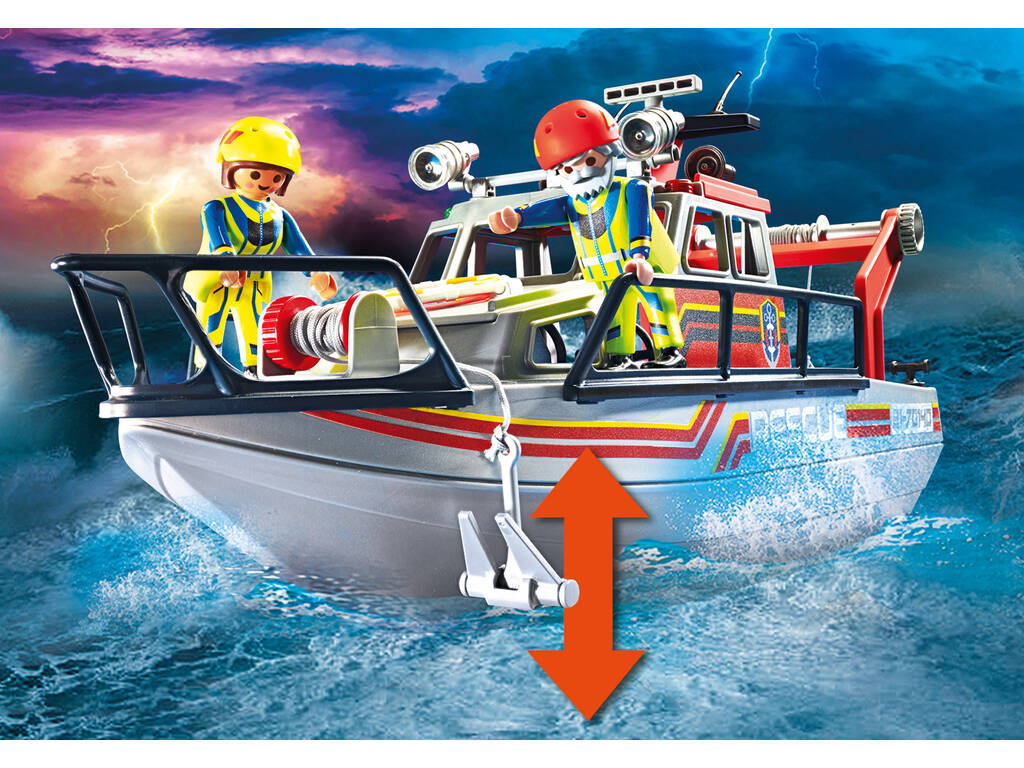 Playmobil Sea Rescue Sea Rescue Operation Fire Fighting With Rescue Yacht 70140