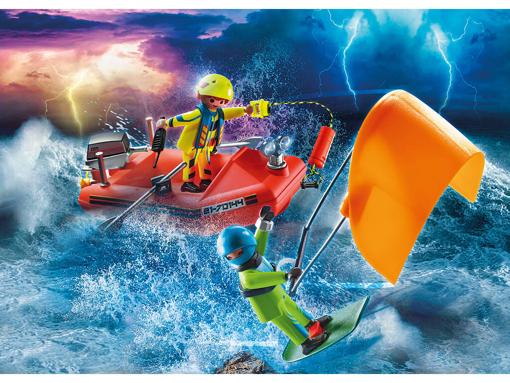 Playmobil Salvataggio Marittimo Salvataggio Kitesurfer con Barca 70144