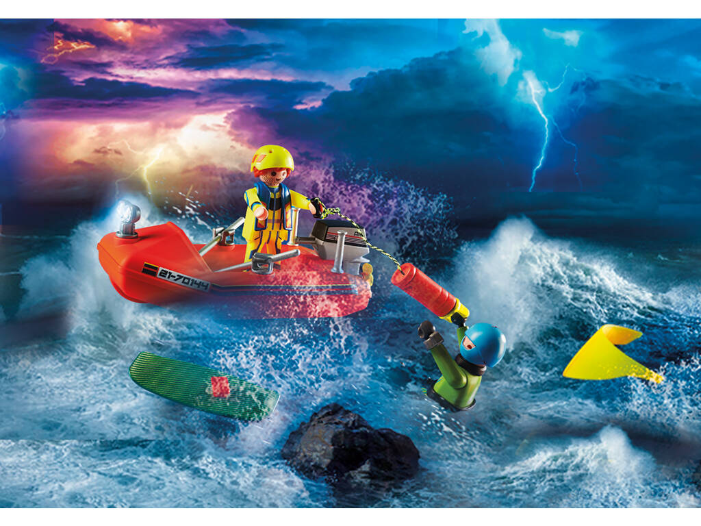 Playmobil Salvataggio Marittimo Salvataggio Kitesurfer con Barca 70144