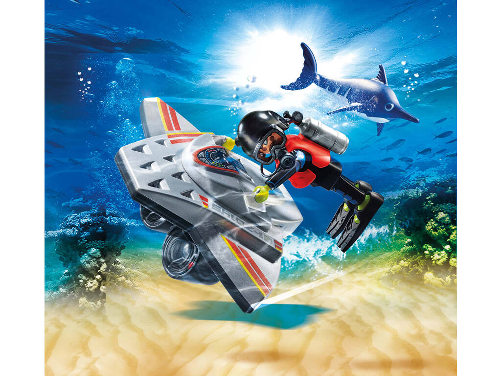 Playmobil Salvataggio Marittimo Scooter Subacqueo in Operazioni di Salvataggio 70145