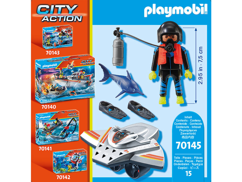 Playmobil Salvataggio Marittimo Scooter Subacqueo in Operazioni di Salvataggio 70145