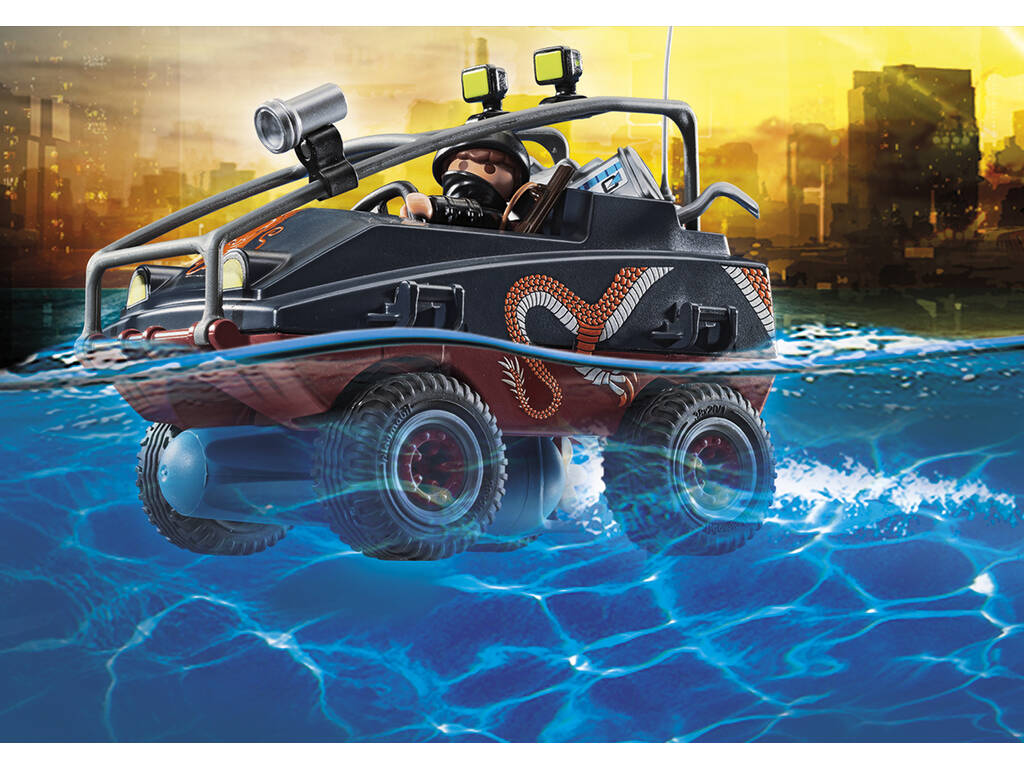 Playmobil Polizei-Fallschirm-Amphibienfahrzeug-Verfolgung 70781