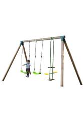 Balançoire en bois Nori Triple Square avec jeux de rôle MA700061
