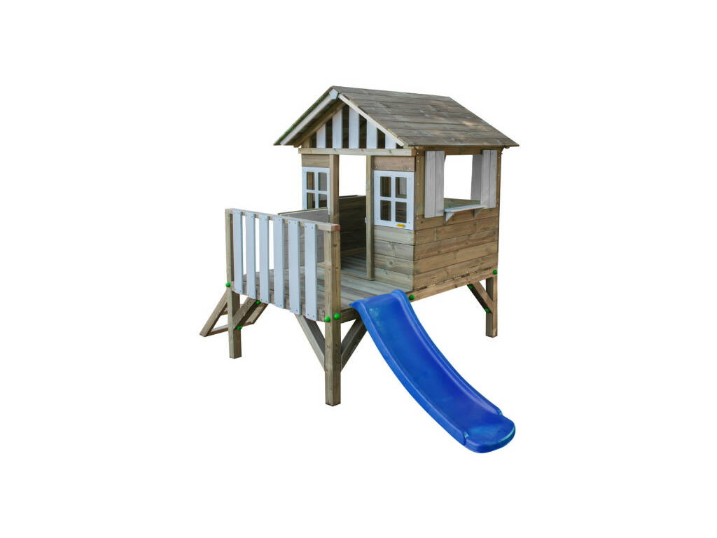 Casetta per bambini sopraelevata Lollipop Bianca con scivolo Masgames MA800537