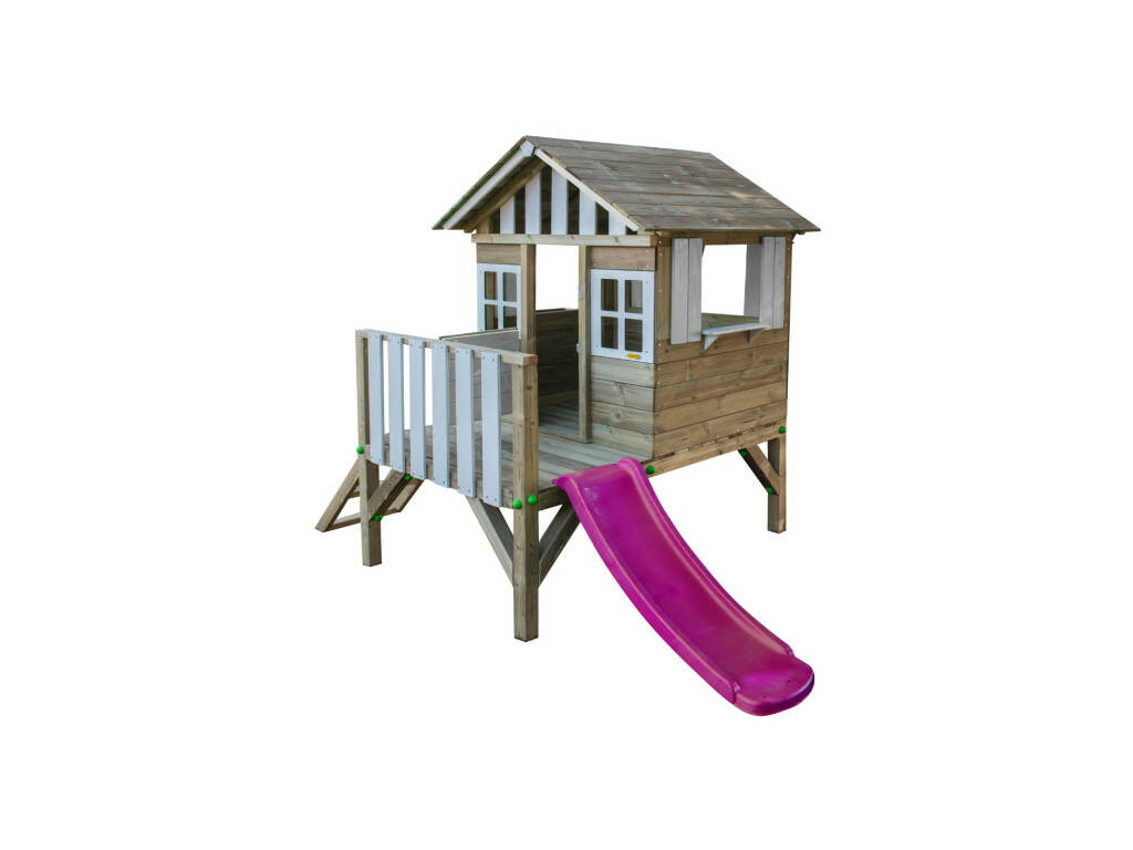 Casetta per bambini sopraelevata Lollipop Bianca con scivolo Masgames MA800537