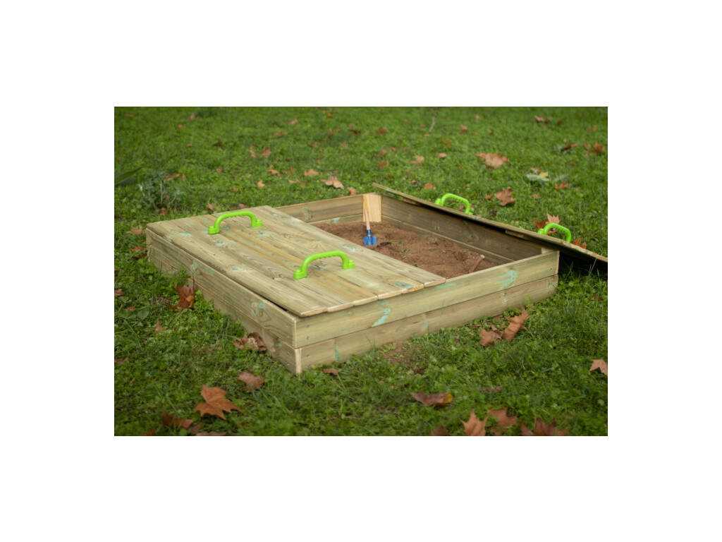 Oben L Bac à sable avec couvercle en bois Masgames MA600091