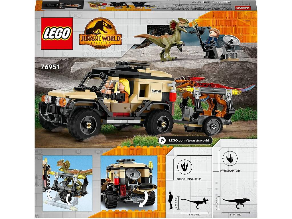 Lego Jurassic World Transporte del Pyrorraptor y el Dilofosaurio 76951