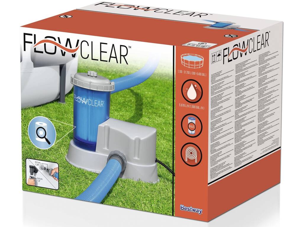 Pompa con filtro Trasparente a Cartuccia 5.678 L/H Bestway 58675
