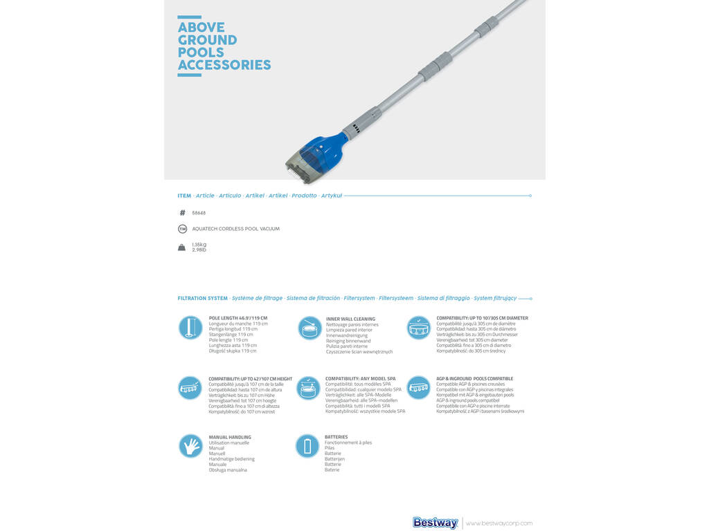 Nettoyeur de Fonds Électrique AquaTech Bestway 58648