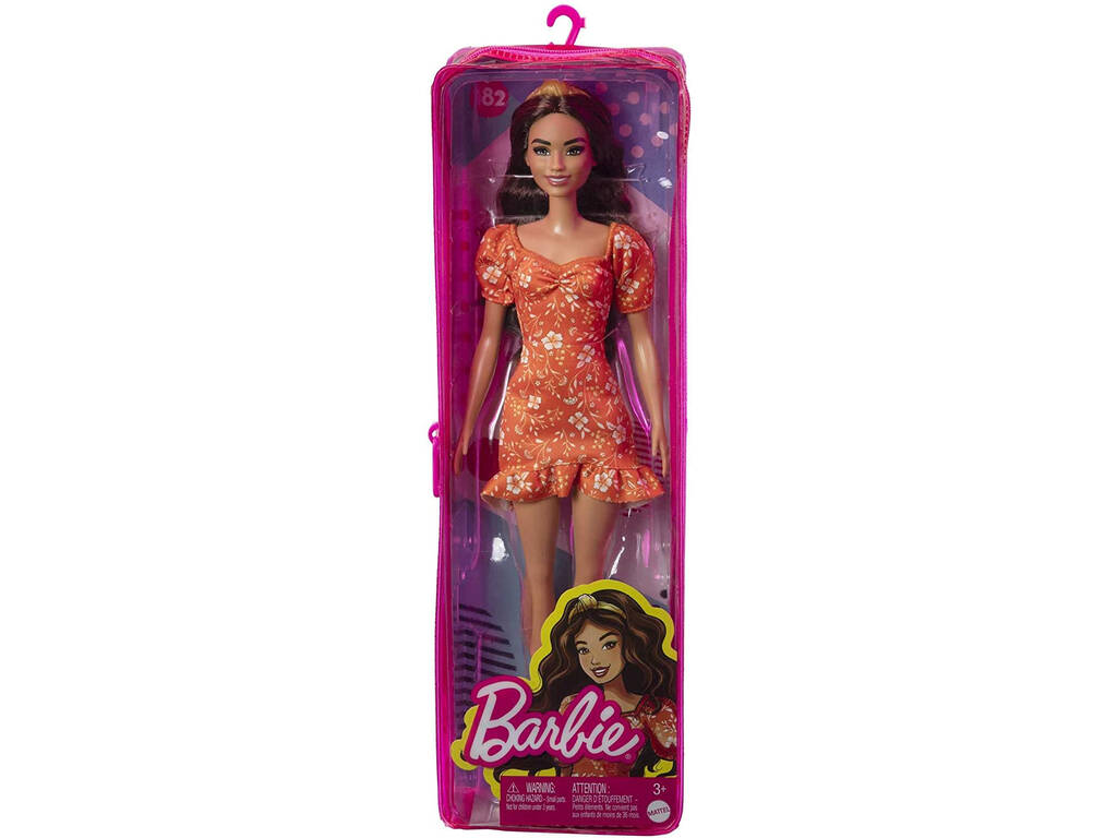 Barbie Fashionista Robe florale blanche et orange Mattel HBV16