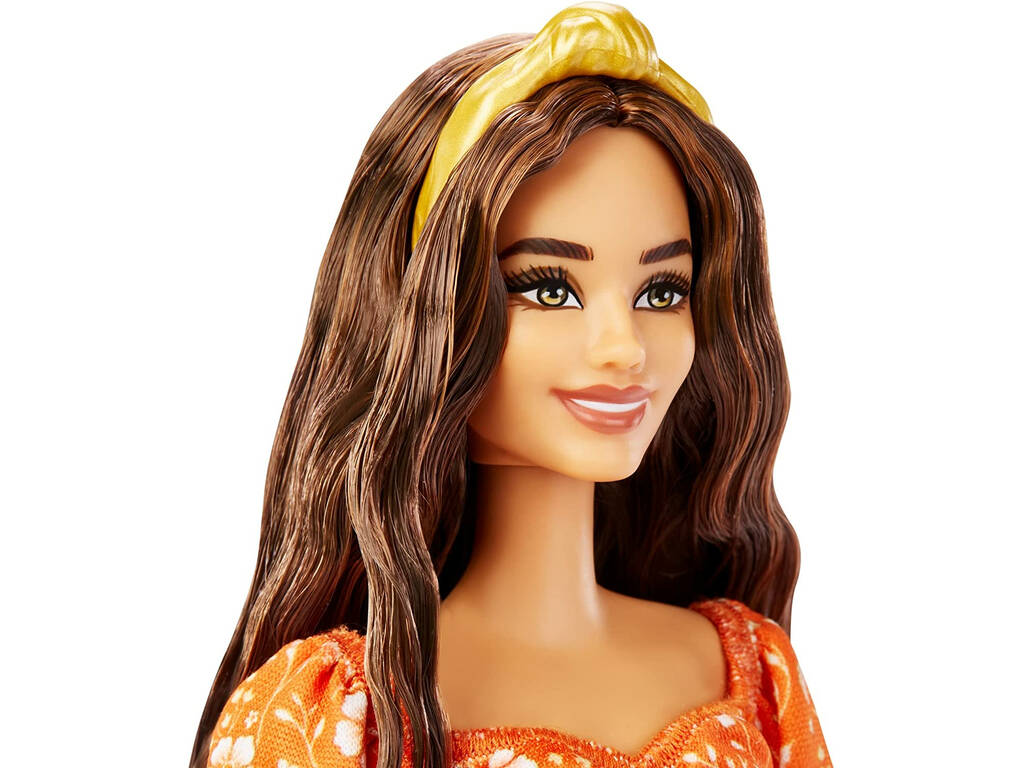 Barbie Fashionista Robe florale blanche et orange Mattel HBV16