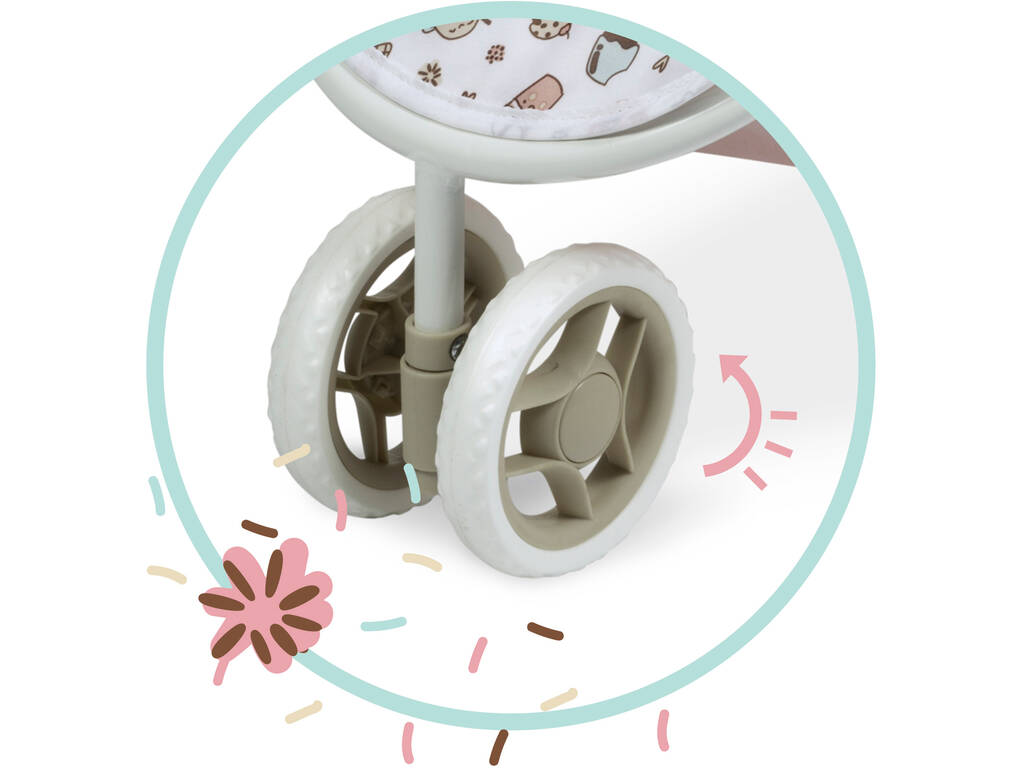 Passeggino per bambole Sedia 2 in 1 3 ruote con bambola Sweet DeCuevas 90248