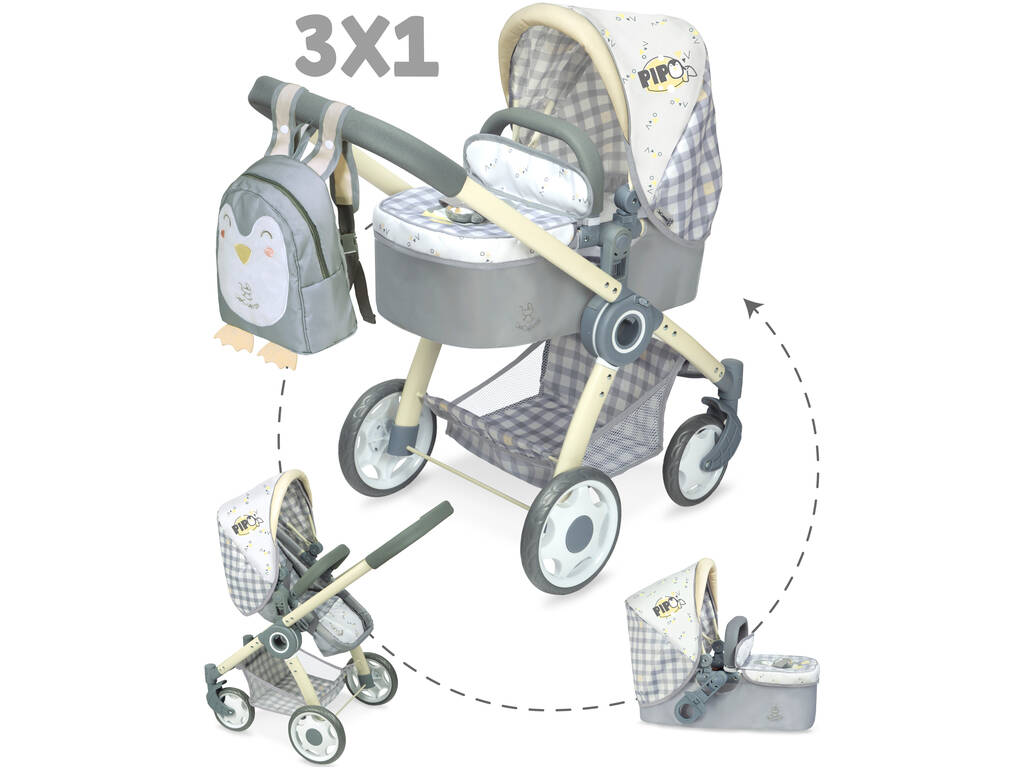 Pipo DeCuevas Chariot de poupée pliable 3 en 1 80547