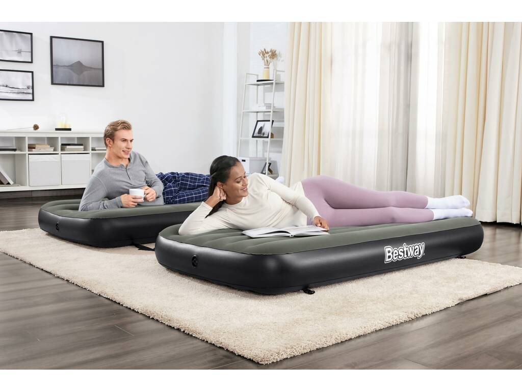 Matelas Floqué Set 2 matelas de 188 x 99 x 25 cm connectables Bestway 67922