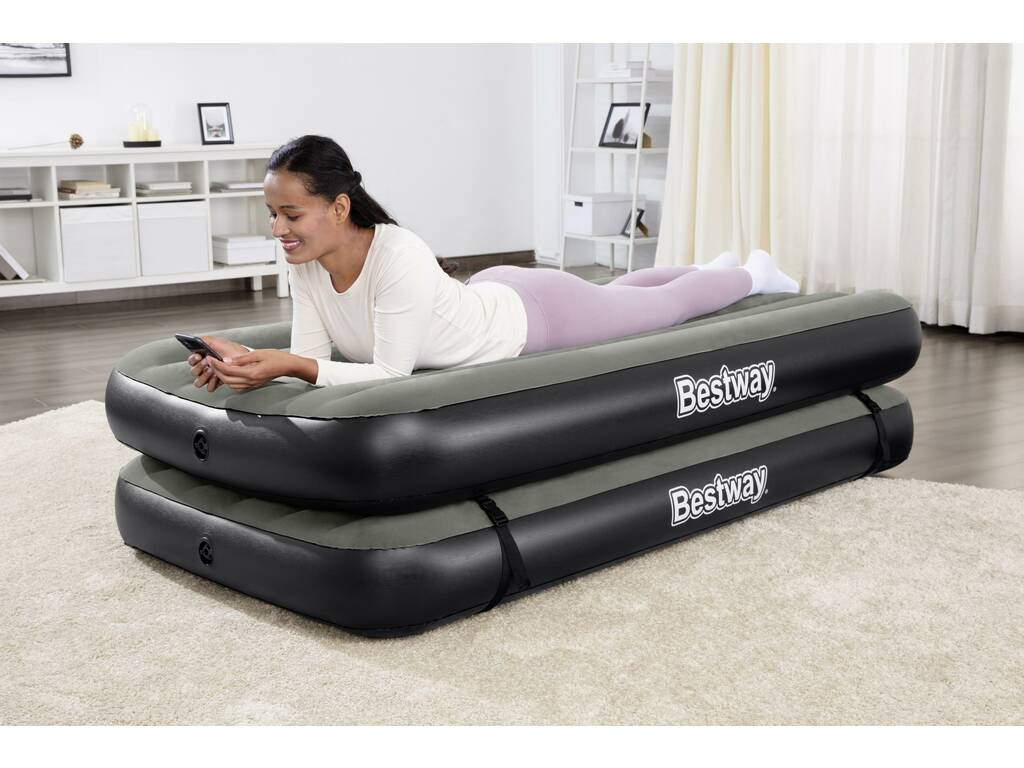 Matelas Floqué Set 2 matelas de 188 x 99 x 25 cm connectables Bestway 67922