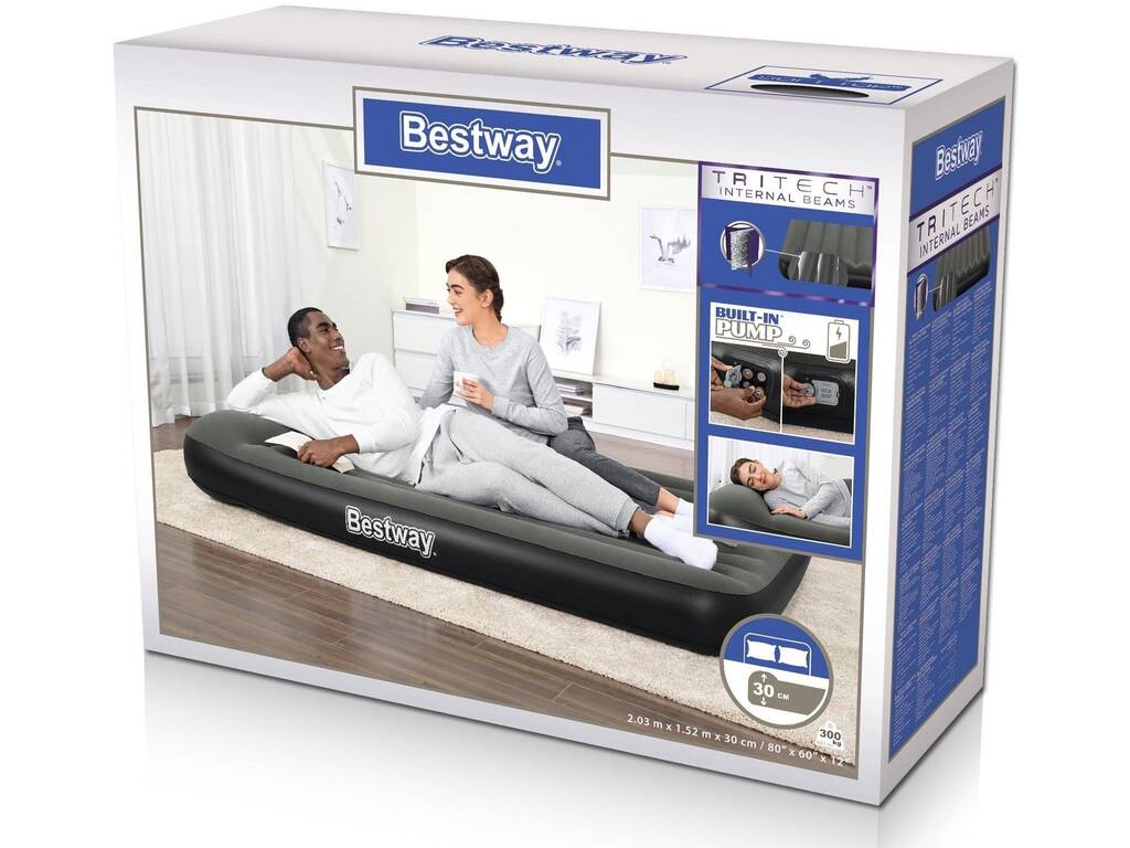 Materassino Matrimoniale gonfiabile di 203x152x30 cm con pompa a batteria bestway 67930