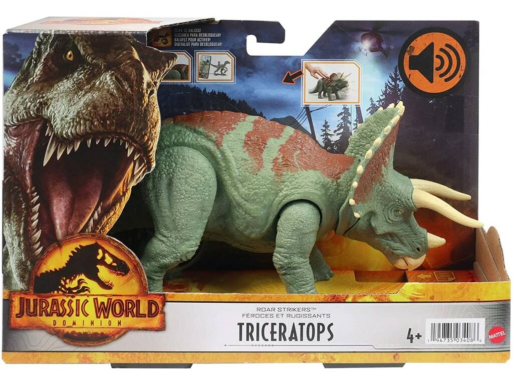 Jurassic World Dominion Triceratops Ruggisce e Colpisce Mattel HDX34