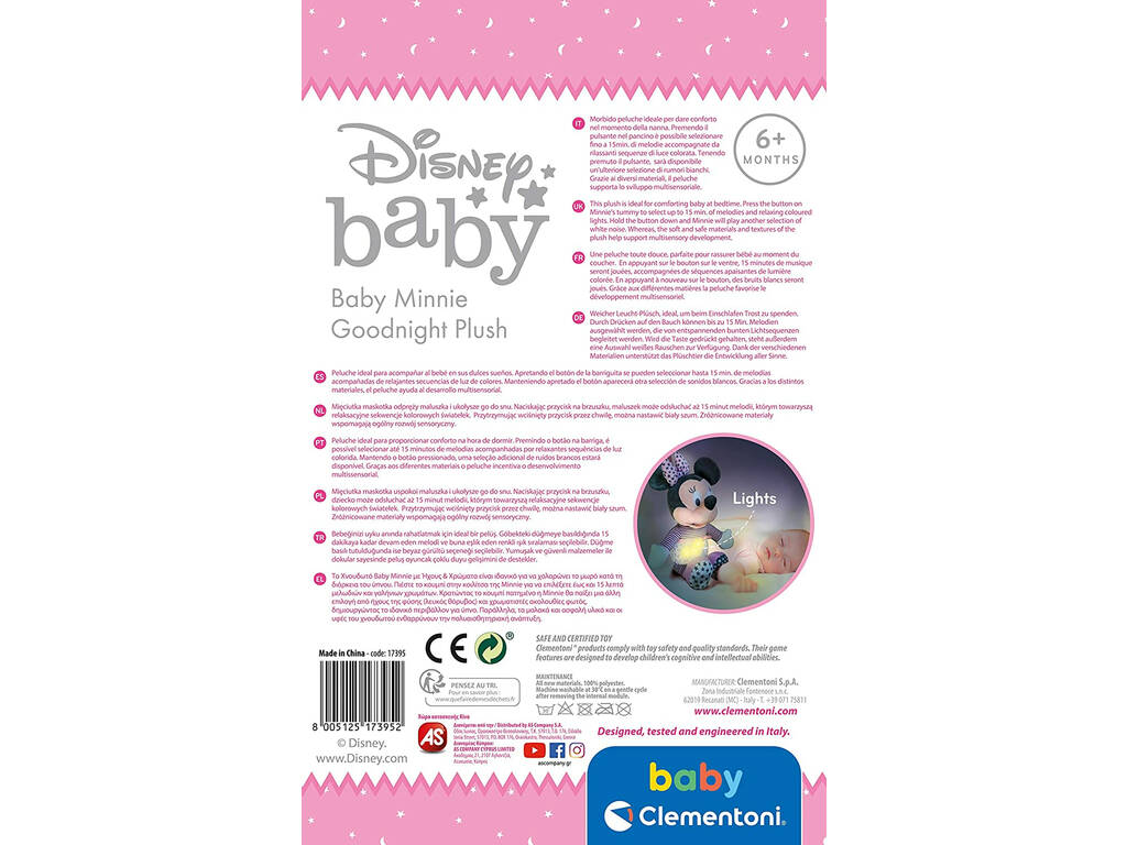 Peluche Baby Minnie Sleeps With Me Clementoni 17395