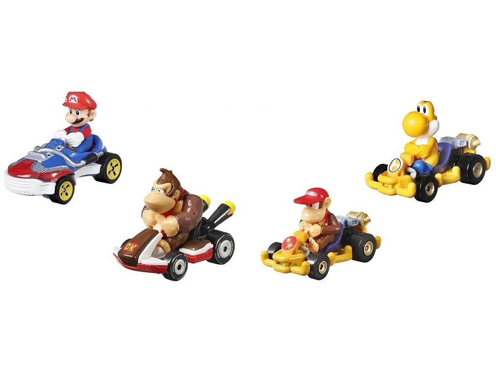 Hot Wheels Mariokart Pack 4 Personaggi Mattel GWB36