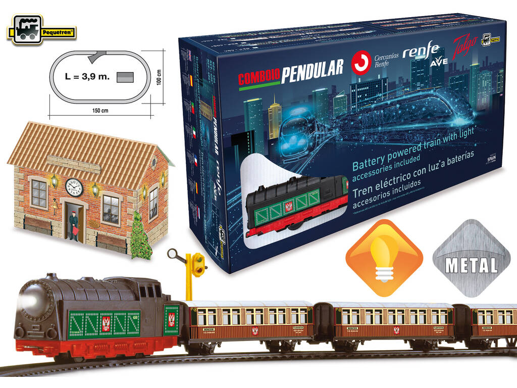 Treno Trans Siberian Express con luce, stazione e binario Pequetren 401