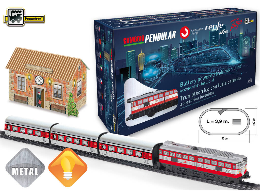 Train Talgo avec feu, gare et dérailleur Pequetren 402