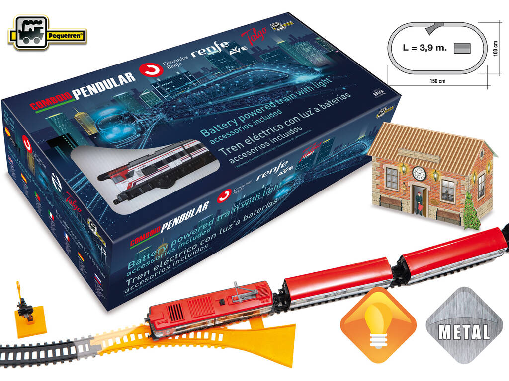 Treno Pendolare Renfe con Luce, Stazione e Ferrovia Pequetren 403