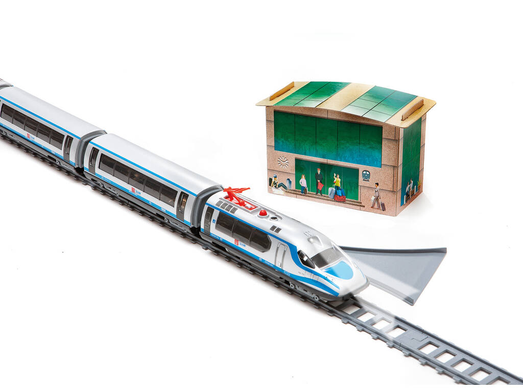 Treno HS con luce, bobina, stazione e tunnel Pequetren 404