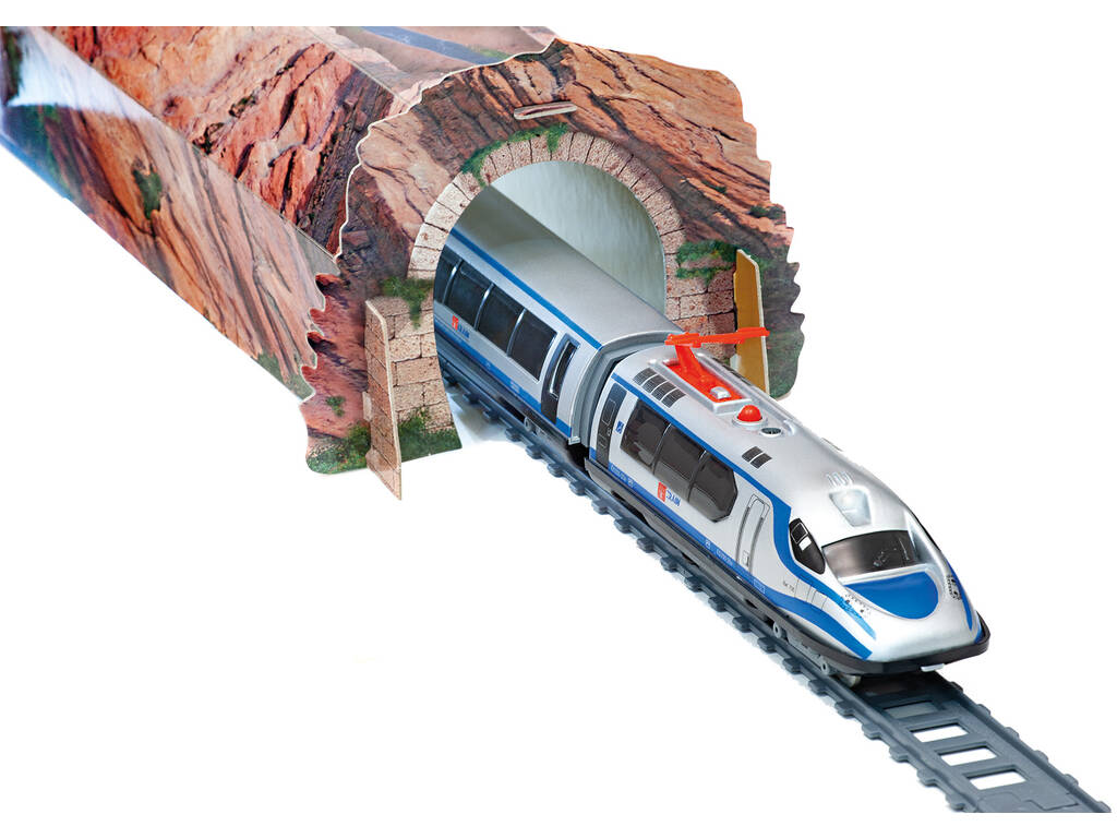 Treno HS con luce, bobina, stazione e tunnel Pequetren 404