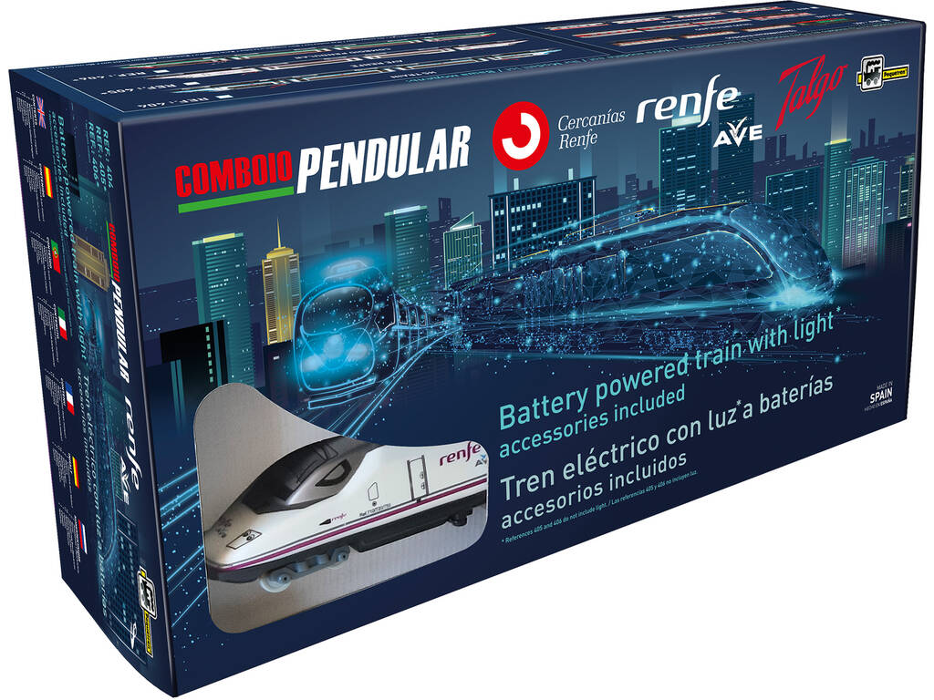 Treno Renfe Ave con carrozza, stazione e tunnel Pequetren 405