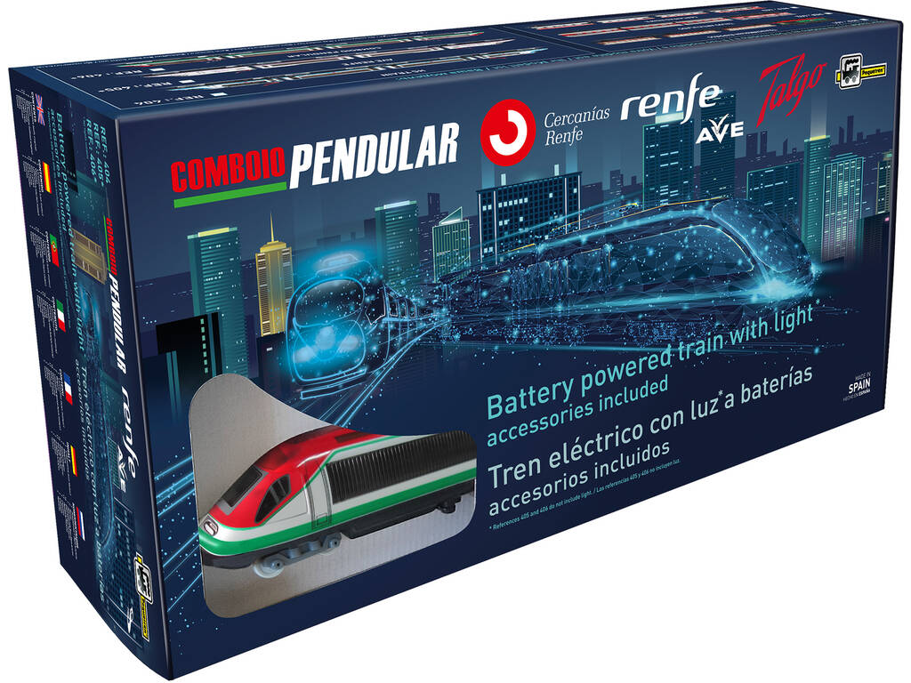 Pequetren 406 Combo Train pendulaire avec enrouleur, gare et tunnel de chemin de fer
