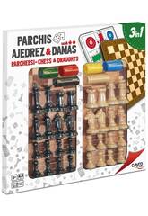 Holzbrett 40x40 cm. Parcheesi-Schach-Dame Cayro 100