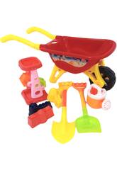 Carrello da spiaggia rosso con 8 accessori