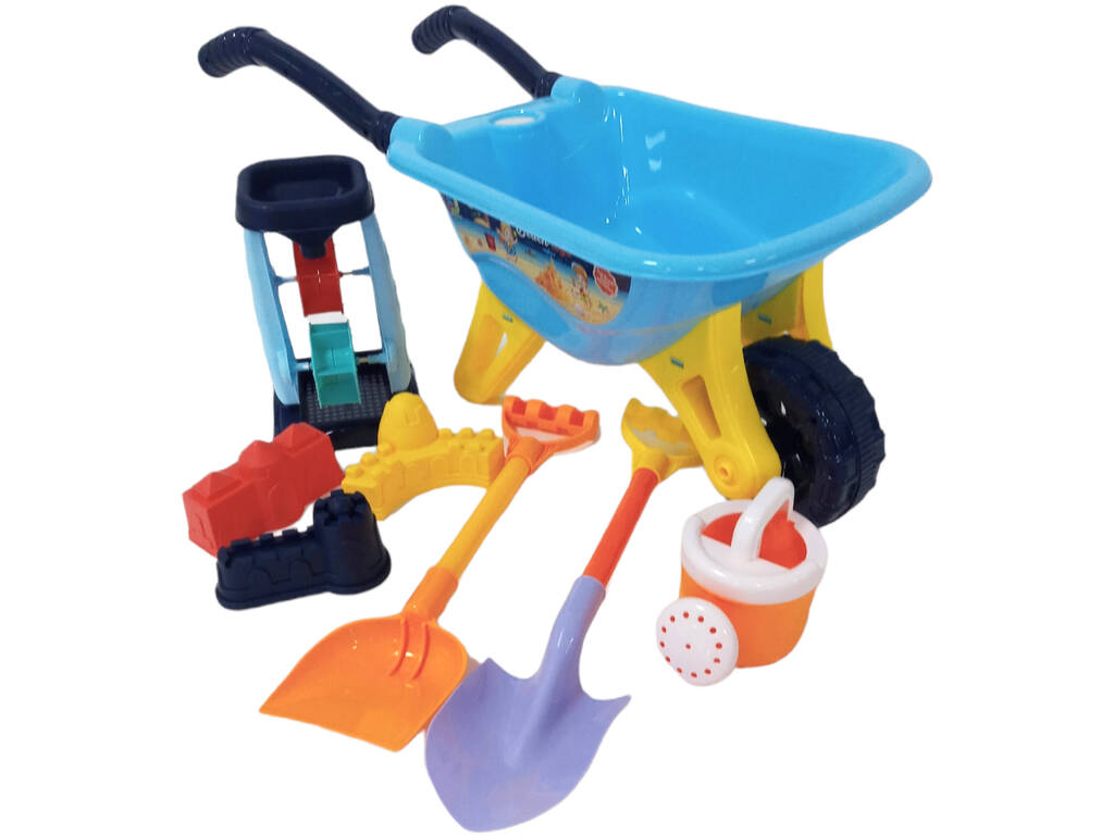 Chariot de plage bleu avec 8 accessoires