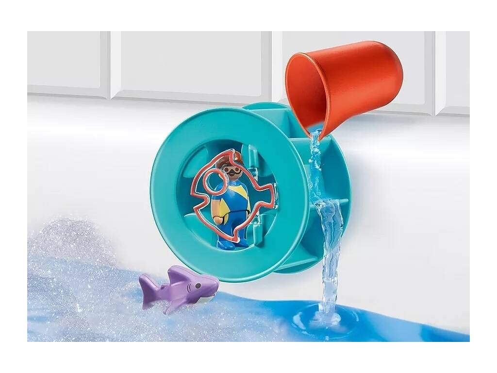 Playmobil 1,2,3 Roue à eau avec bébé requin 70636