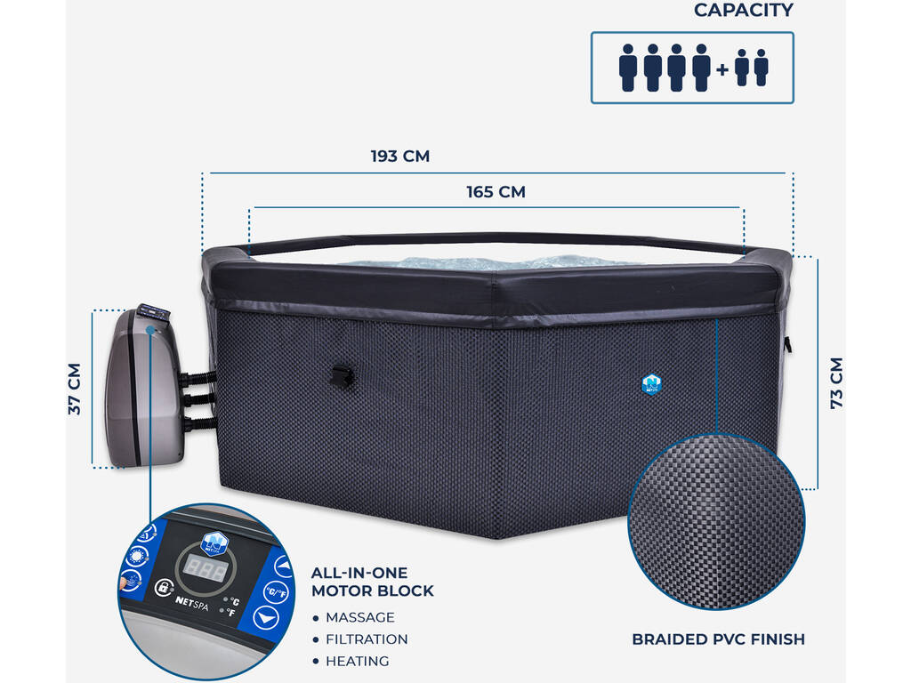 NetSpa Octopus Spa semi-rigide 4/6 sièges 73x193 cm