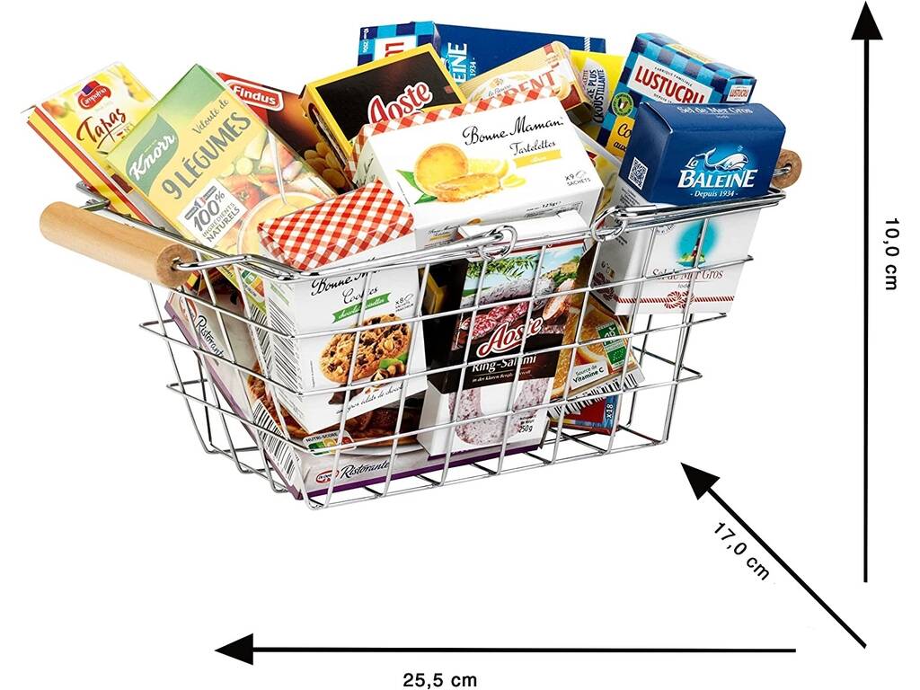 Panier à provisions en métal avec produits français Klein 7202