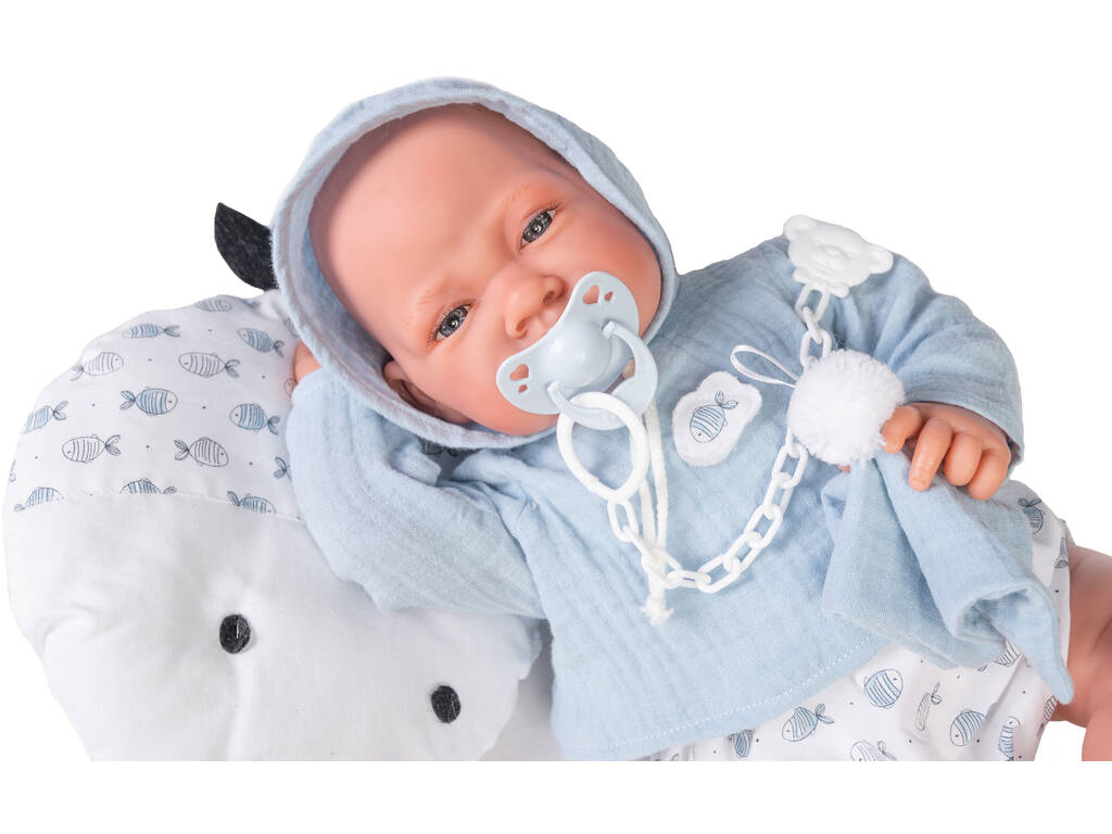 Bambola neonata con cuscino Pesciolino 42 cm. Antonio Juan 33225