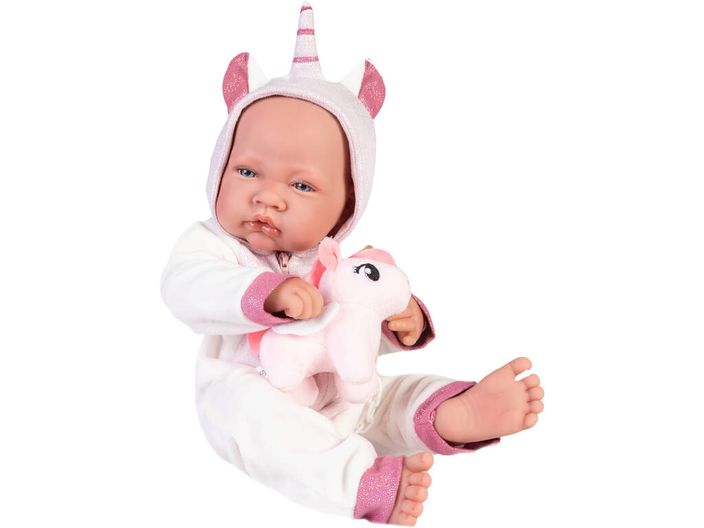 Bambola neonata con costume da unicorno 42 cm. Antonio Juan 50268