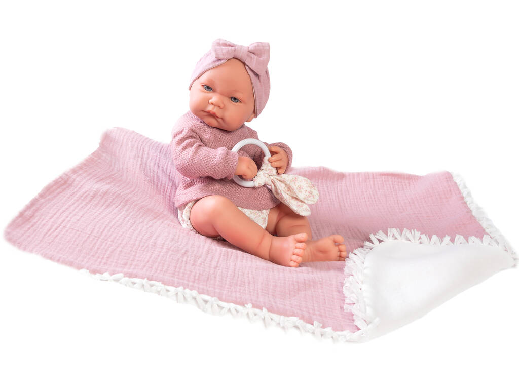 Bambola Neonato Nica con Massaggia gengive e Coperta 42 cm. Antonio Juan 50278