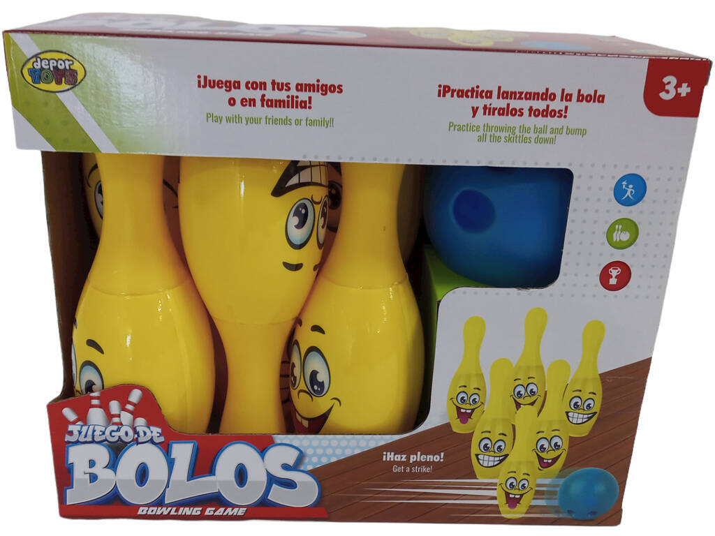 Set di 6 birilli divertenti 21 cm. con 1 boccia