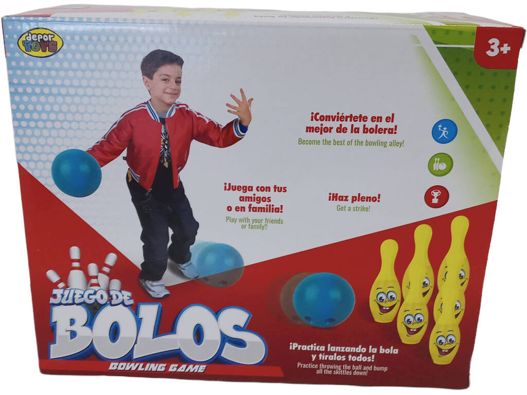 Set di 6 birilli divertenti 21 cm. con 1 boccia